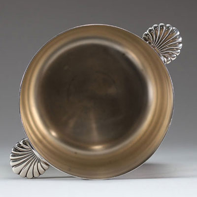 Christofle - Seau à Champagne en métal argenté, anses en formes de coquilles, XXème, poinçonné.