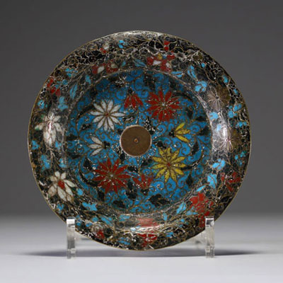 China - A small cloisonné enamelled candle-stick bowl on a foot, Ming period.