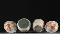 China - Pair of covered terrines decorated with iron-red lions, 19th century.