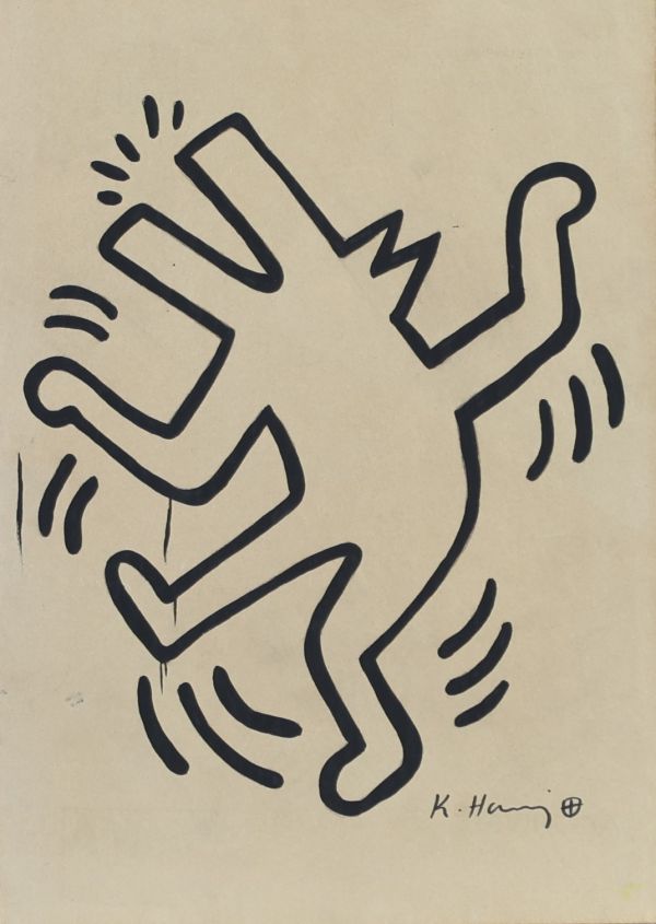 Keith HARING (1958-1990) Sans titre, 1984, peinture sur papier A4, cachets The Keith Haring Estate - Nakamura Keith Haring Collection - MoMa - The Keith Haring Foundation inc.