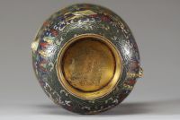 Brûle-parfum en émail cloisonné, décor de dragons et phénix, marque 