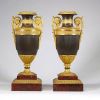 Paire de vases en bronze à double patine et bronze doré, époque Empire