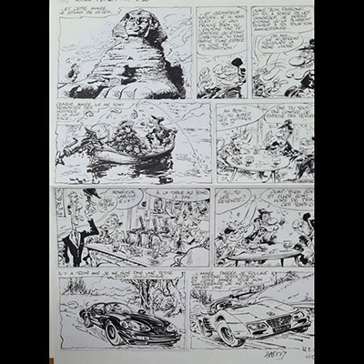 Marc HARDY ‘Pierre Tombal’ Original India ink plate, 49.5 x 36.5 cm.