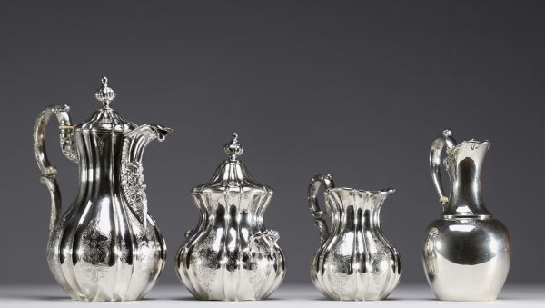 Solid silver coffee service, Belgian hallmarks, 19th century.