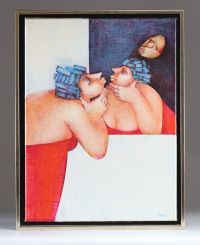 Simone TOUSSAINT (1940-2004) ‘Reflet’ Large expressionist oil on canvas, signed.