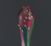 BURGUN & SCHVERER, Verrerie d'Art de Lorraine - Rare multi-layered glass vase with enamelled lily of the valley design, acid-etched on a pink background.