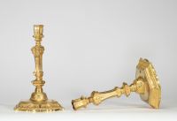 Paire de bougeoirs en bronze doré France, époque Régence, vers 1740