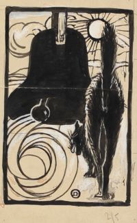 Théophile Alexandre STEINLEN (1859-1923) Four Indian ink drawings of the black cat, research study for the sign.