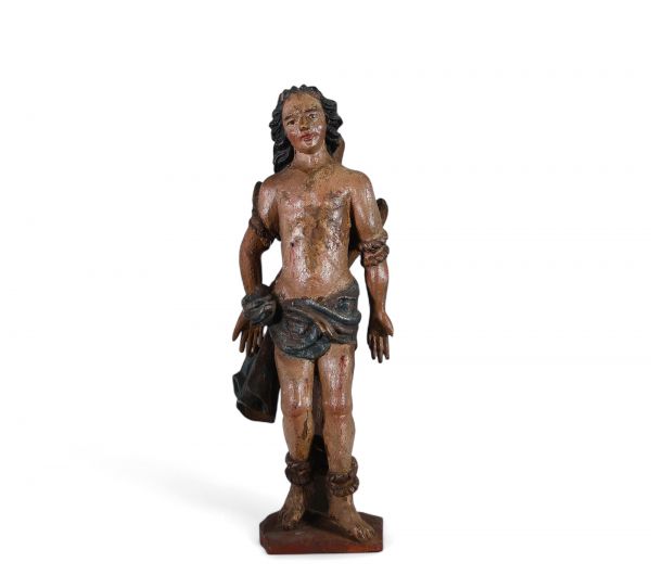 Saint Sébastien – Bois sculpté, polychromé et doré – XVIIe siècle École espagnole ou coloniale (attribuée).