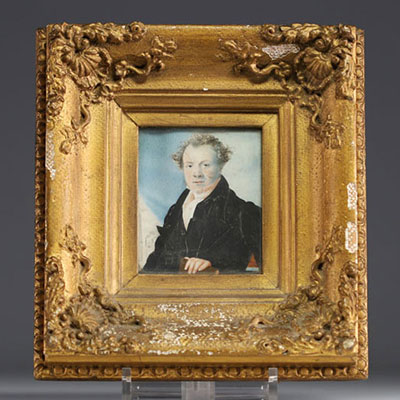 Miniature depicting John Cockerill, king of the industrial revolution, in front of one of his factories, early 19th century.