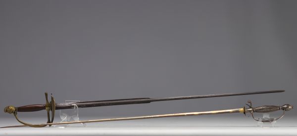 Ensemble de deux épées de cour d'époque XIXe siècle.