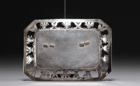 A silver openwork dish decorated with angels and vine branches. 19th century.