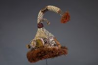 Afrique RDC - Masque éléphant «Mukyeem » Kuba, en bois, métal, perles, cauris et raphia, Congo RDC, 1ère moitié XXème.