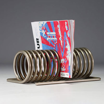 Yonel LEBOVICI (1937-1998) Magazine-holder spring in chromed steel, Distrimex Edition 1969.