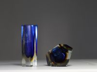 Flavio POLI (1900-1984) Ensemble d'un vase et un vide poche Sommerso en verre multicouche, Murano, vers 1960-70.