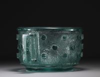 DAUM Nancy - Imposing Art Deco engraved crystal bowl.