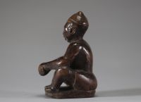 Afrique RDC - Statuette Bakongo en bois sculpté, Congo RDC, 1ère moitié XXème, belle patine ancienne, grande expressivité du visage.