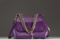DOLCE & GABBANA - ‘Miss Sicily’ Purple leather handbag and shoulder bag.