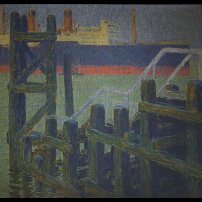 Fernand LANTOINE (1876 - 1955) ‘Scène de port’ Oil on canvas, French school, signed lower right F. Lantoine.