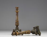 Paire de bougeoirs en bronze à double patine d'époque Charles X.