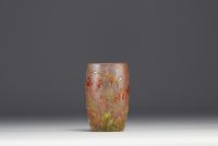 DAUM Nancy - Small vase in acid-etched multi-layered glass decorated with Coeur de Ginette, signed.