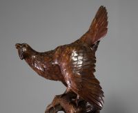 Black Forest carved wood ‘Coq de Bruyère’, glass eyes, late 19th century.