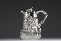 W. A. BOLIN - Moscow, 1891 - Sumptuous carafe in cut crystal and solid silver decorated with vines in relief, stamped Bolin, hallmarks KL and 84 zolotnik.