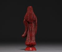 Chine -Guanyin en laque rouge de cinabre.