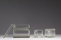 Wilhelm WANGENFELD (1900-1990) Kubus Bauhaus tableware in pressed moulded glass, 1938.