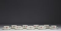 Chine - Rare et remarquable ensemble de neuf bols et soucoupes en porcelaine polychrome à décor d'enfants, Yongzheng, XVIIIème.