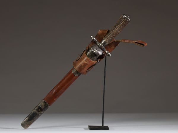 Dague de chasse, vénerie, poignée en bois de cerf, XIXème.
