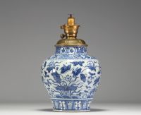 China - White-blue porcelain vase with floral and bird decoration, Ming period