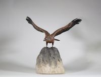 Bronze de Vienne – Aigle aux ailes déployées sur un rocher, XIXe siècle