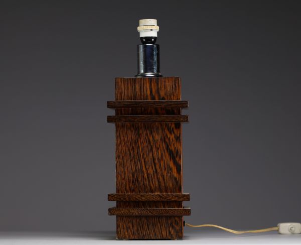 Jacques ADNET (1900-1984) attr. à - Modernist lamp base in veneer and palm wood.