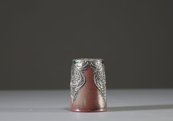 Jean-Baptiste Alphonse CYTERE (1861-1941) - Rambervillers - Vase Art Nouveau en grès mordoré à reflet irisé, marque Rambervillers A. Cytère, Vosges.