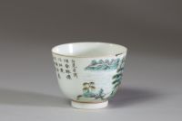 Chine - Ensemble de deux bols en porcelaine polychrome famille rose, époque Qing.