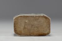 China - A grisaille porcelain tea caddy decorated with elegant women, Qianlong period.