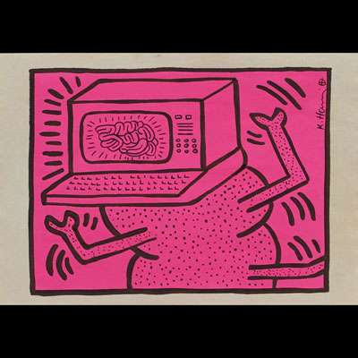 Keith HARING (1958-1990) Sans titre, 1982, technique mixte, A4, cachets The Keith Haring Estate - Nakamura Keith Haring Collection - MoMa - The Keith Haring Foundation inc.