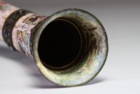 Hermann BÖHM (1850-1922) Rare and important enamel and silver horn decorated with antique scenes overhanging a Protome, Vienna, 19th century.
