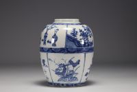 China - White-blue porcelain vase, Kangxi mark and period.
