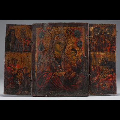Greek Orthodox icon in triptych, 18th century (?)