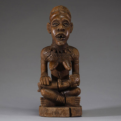 Afrique RDC - Maternité Bakongo en bois sculpté, Congo RDC, début XXème.