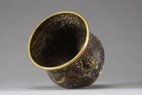 Brûle-parfum en émail cloisonné, décor de dragons et phénix, marque 