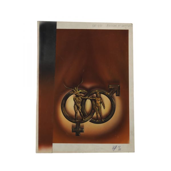 Henri Lievens (1920–2000) – Gouache originale Projet de couverture pour Érotisme et sorcellerie – L’amour sorcier à travers les âges Jacques Finné – Marabout Fantastique n°410, 1972 Œuvre originale unique – Illustration préparatoire pour une couverture effectivement publiée  Artiste : Henri Lievens (1920–2000) Titre : Projet de couverture pour Érotisme et sorcellerie Auteur : Jacques Finné Éditeur