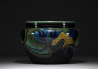 Vase ou vasque en céramique de la manufacture Gouda en Hollande, d'époque Art Nouveau.