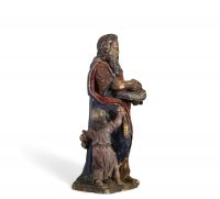 Saint Matthieu et l’ange – Pierre sculpté, polychromé et doré – XVIIIe siècle École espagnole ou italienne (attribuée)