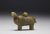 China - Very rare and exceptional celadon jade elephant, SHANG dynasty.