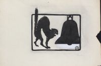 Théophile Alexandre STEINLEN (1859-1923) Four Indian ink drawings of the black cat, research study for the sign.