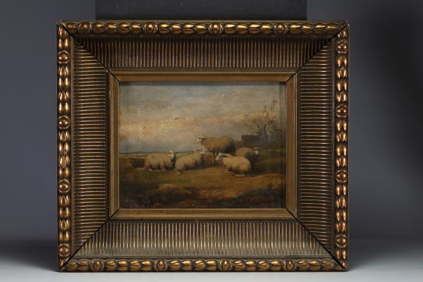 Cornelis VAN LEEMPUTTEN (1841-1902) ‘Sheep in the meadow’ Oil on canvas, second half of the 19th century, signed.