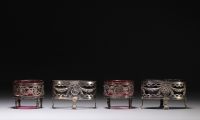 Ensemble de quatre salerons en argent et trois en métal argenté. XIX et XXème.